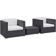 Modway Burrow 3 Piece Outdoor Sofa Set in Espresso and White