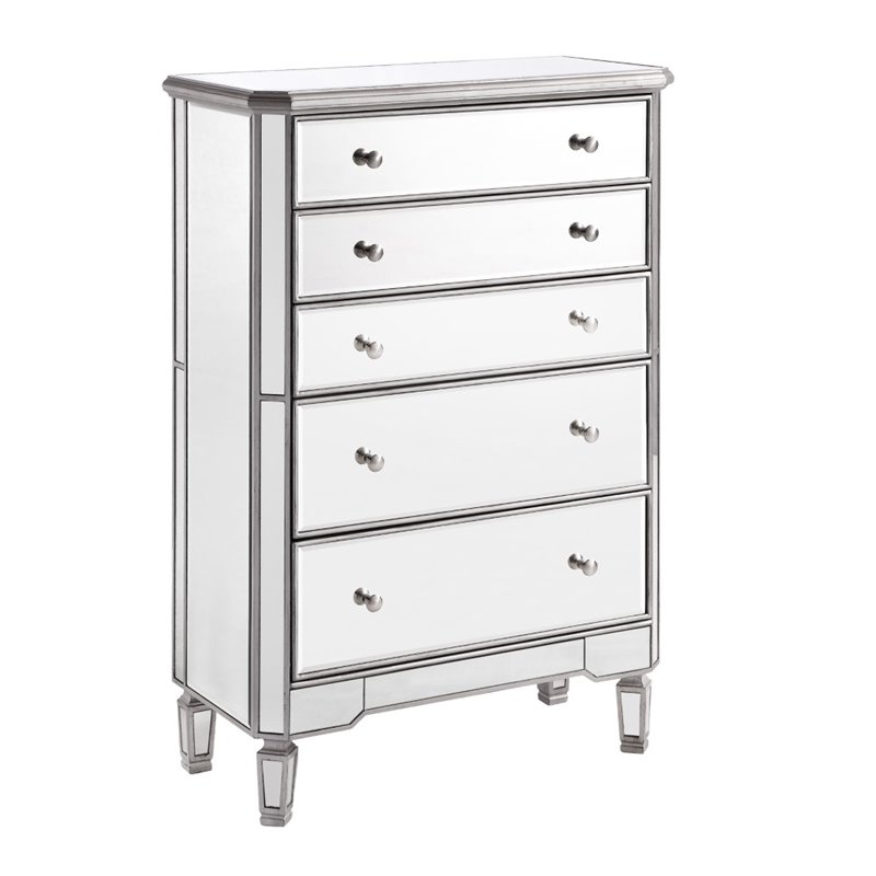 Elegant Lighting Chamberlan 5 Drawer Mirrored Chest