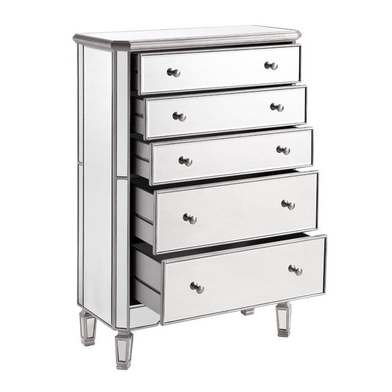 Elegant Lighting Chamberlan 5 Drawer Mirrored Chest