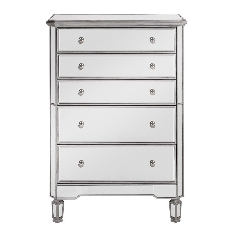 Elegant Lighting Chamberlan 5 Drawer Mirrored Chest