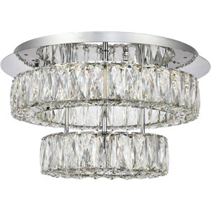 Elegant Lighting Monroe 2 Tier 17.7&quot Round Royal Cut LED Flush Mount in Chrome
