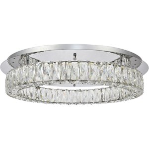 Elegant Lighting Monroe 25.6&quot Round Royal Cut Crystal LED Flush Mount in Chrome