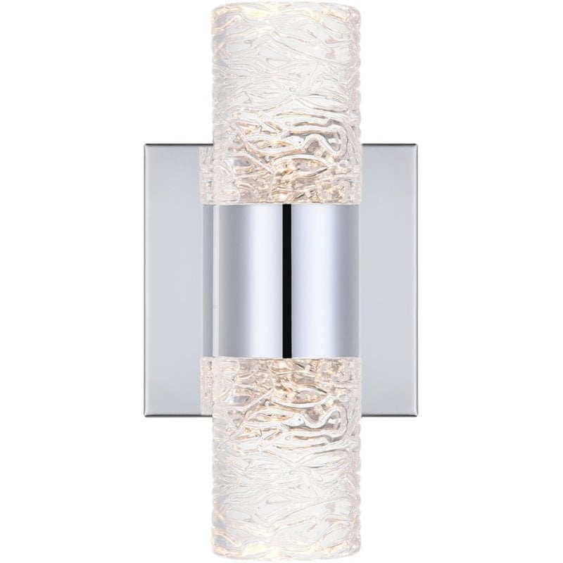 Elegant Lighting Vega 2 Light Clear LED Vanity Light in Chrome