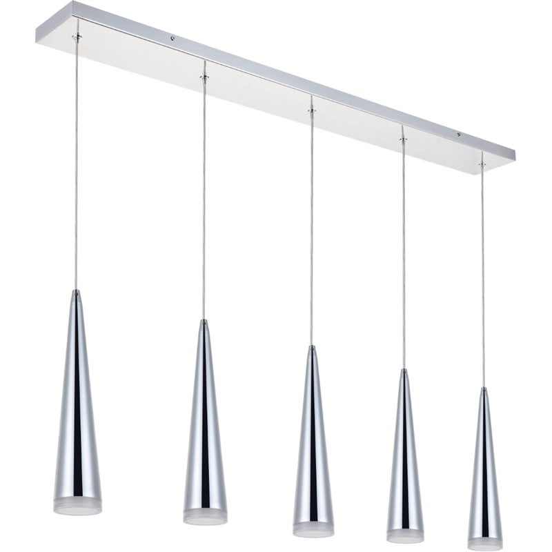 Elegant Lighting Fantasia 5 Light Metal LED Island Pendant in Chrome