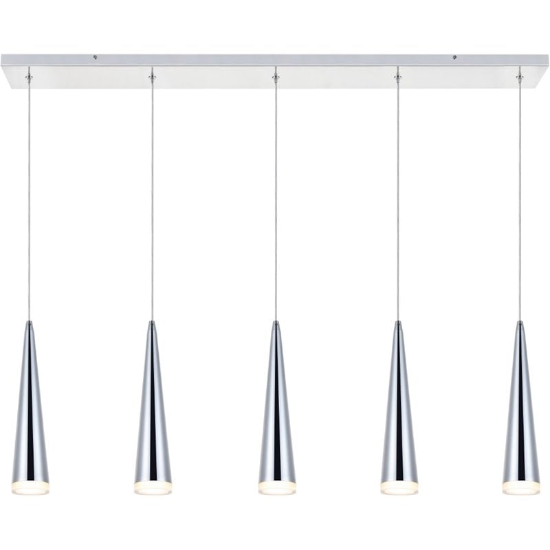 Elegant Lighting Fantasia 5 Light Metal LED Island Pendant in Chrome