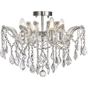 Elegant Lighting Maria Theresa 4 Light Royal Cut Semi Flush Mount in Chrome