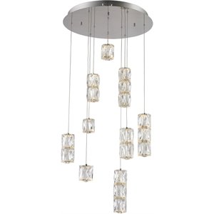 Elegant Lighting Polaris 9 Light Elegant Cut Crystal LED Pendant in Chrome