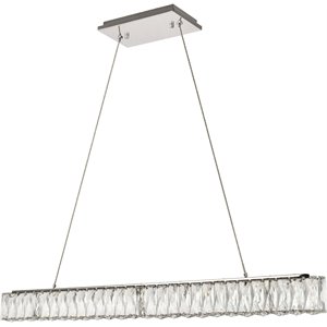 Elegant Lighting Monroe 38.8&quot Royal Cut Crystal LED Island Pendant in Chrome