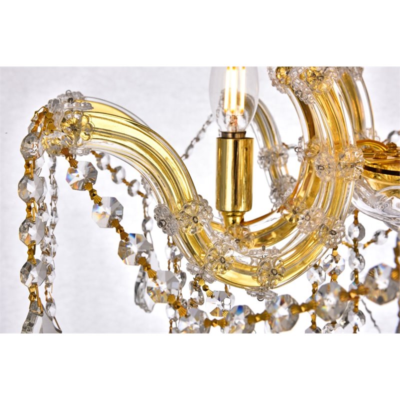 Elegant Lighting Maria Theresa 4 Light Royal Cut Semi Flush Mount in Gold