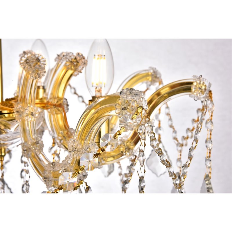 Elegant Lighting Maria Theresa 4 Light Royal Cut Semi Flush Mount in Gold