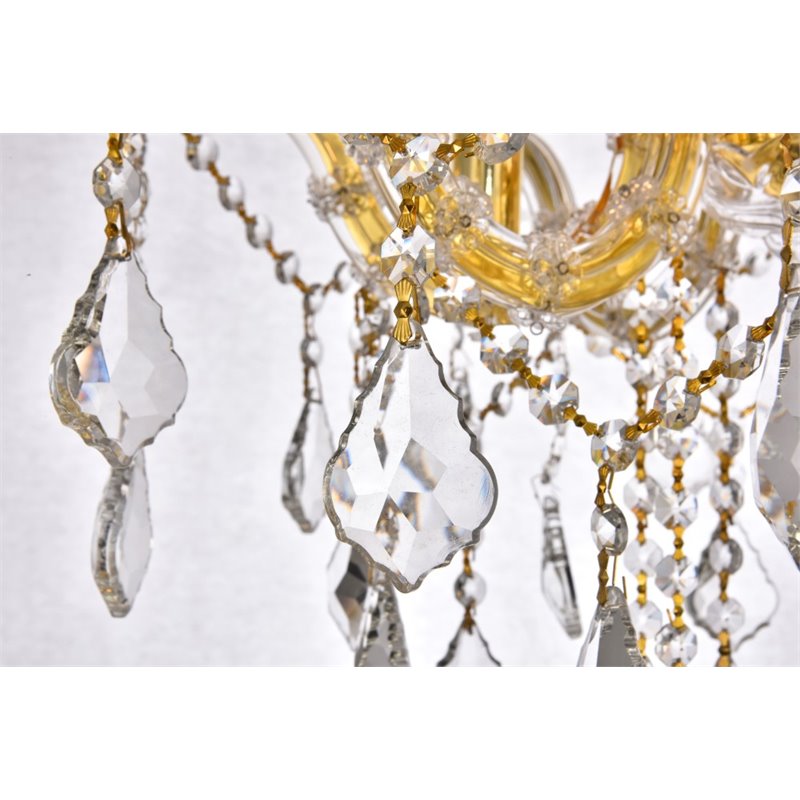 Elegant Lighting Maria Theresa 4 Light Royal Cut Semi Flush Mount in Gold