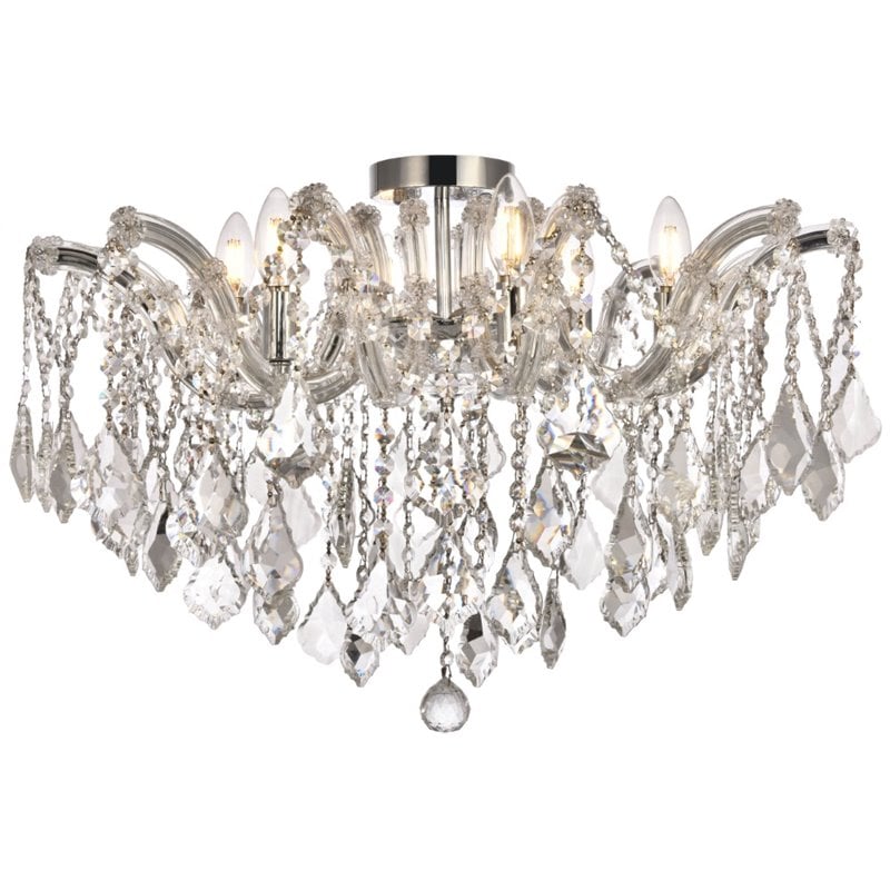 Elegant Lighting Maria Theresa 6 Light Royal Cut Semi Flush Mount in Chrome