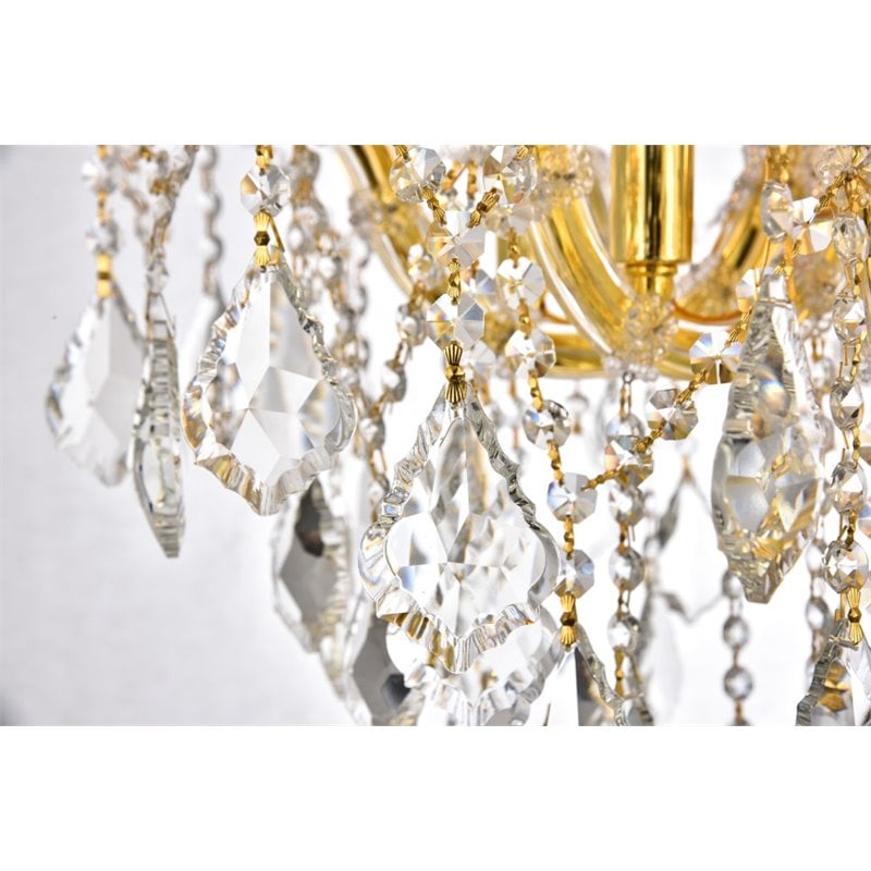 Elegant Lighting Maria Theresa 6 Light Royal Cut Semi Flush Mount in Gold