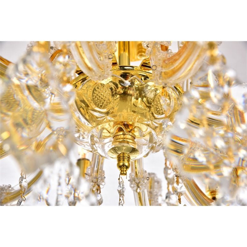 Elegant Lighting Maria Theresa 6 Light Royal Cut Semi Flush Mount in Gold