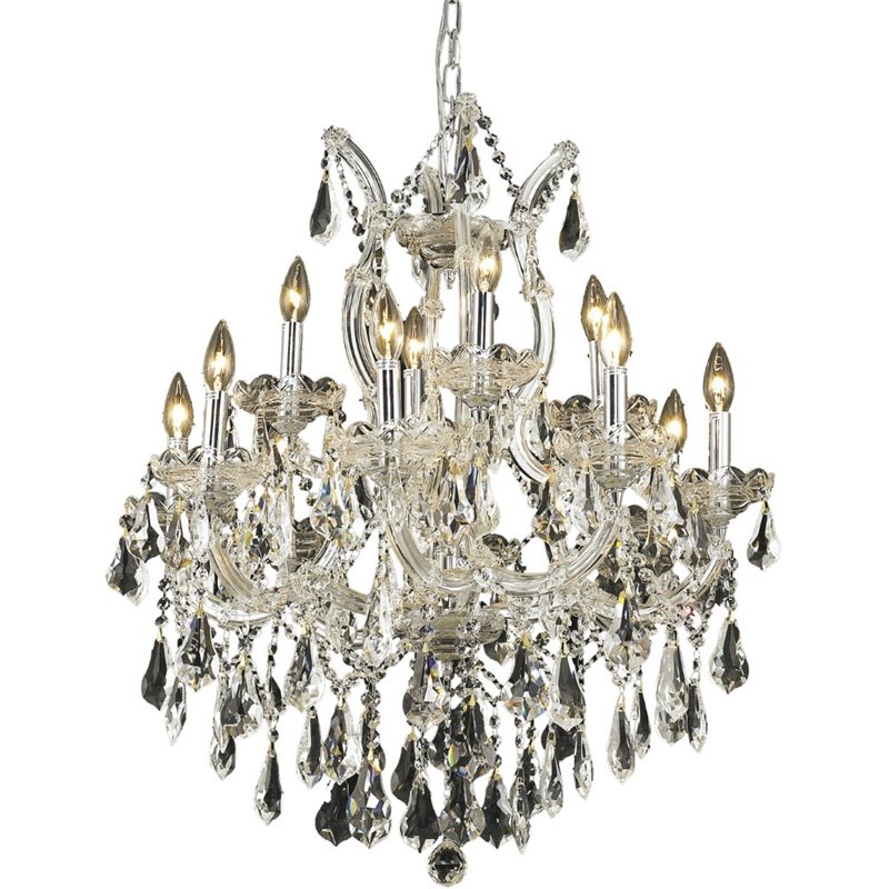 Elegant Lighting Maria Theresa 13 Light Royal Cut Crystal Chandelier in Chrome