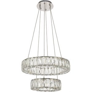 Elegant Lighting Monroe 2 Tier 17.7&quot Round Royal Cut LED Chandelier in Chrome