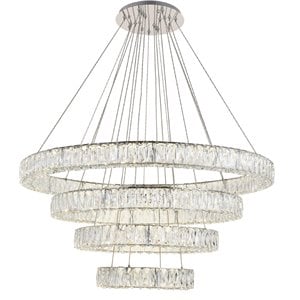 Elegant Lighting Monroe 4 Tier 42&quot Round Royal Cut LED Chandelier in Chrome