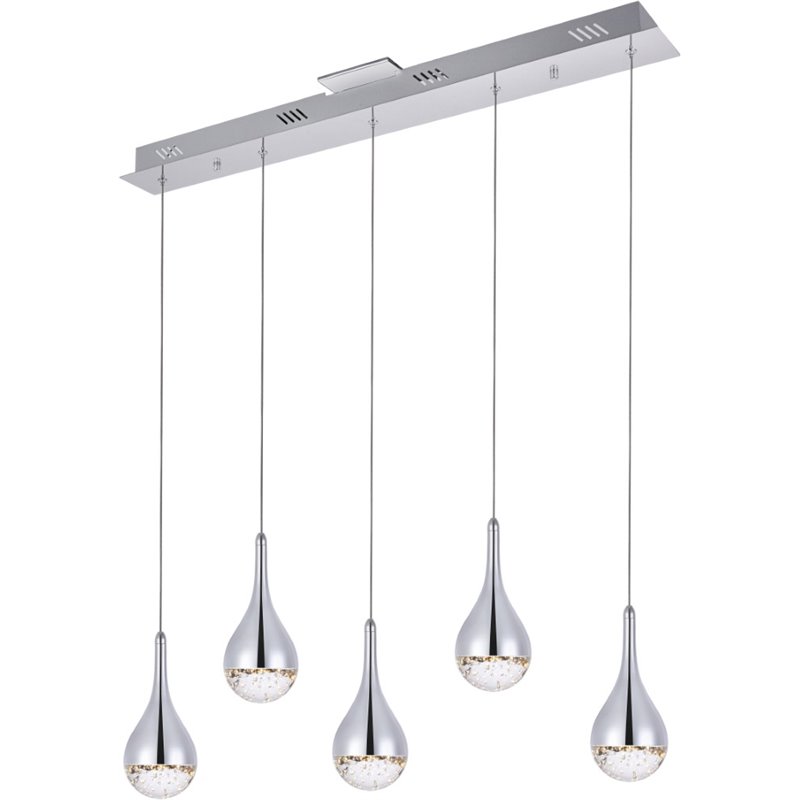 Elegant Lighting Amherst 5 Light Clear LED Island Pendant in Chrome