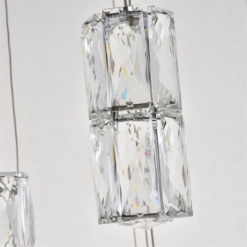Elegant Lighting Polaris 16 Light Royal Cut Crystal LED Pendant in Chrome