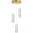 Elegant Lighting Polaris 3 Light Royal Cut Crystal LED Pendant in Gold