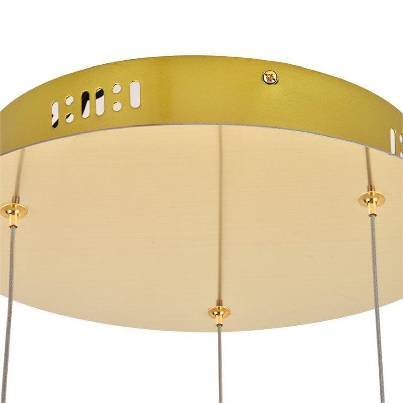 Elegant Lighting Polaris 3 Light Royal Cut Crystal LED Pendant in Gold