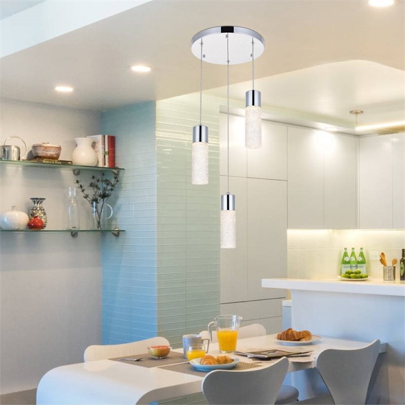 Elegant Lighting Constellation 3 Light Clear LED Pendant in Chrome