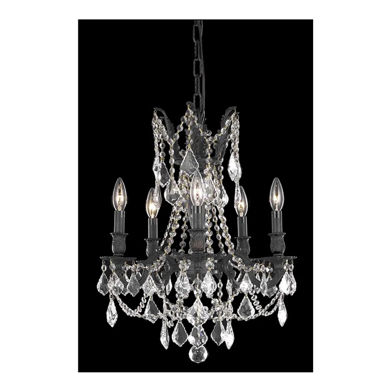 Elegant Lighting Rosalia 5 Lights Traditional Brass Chandelier in Bronze