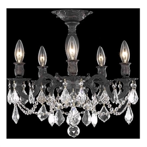 Elegant Lighting Rosalia 5 Light Royal Cut Crystal Semi Flush Mount Bronze