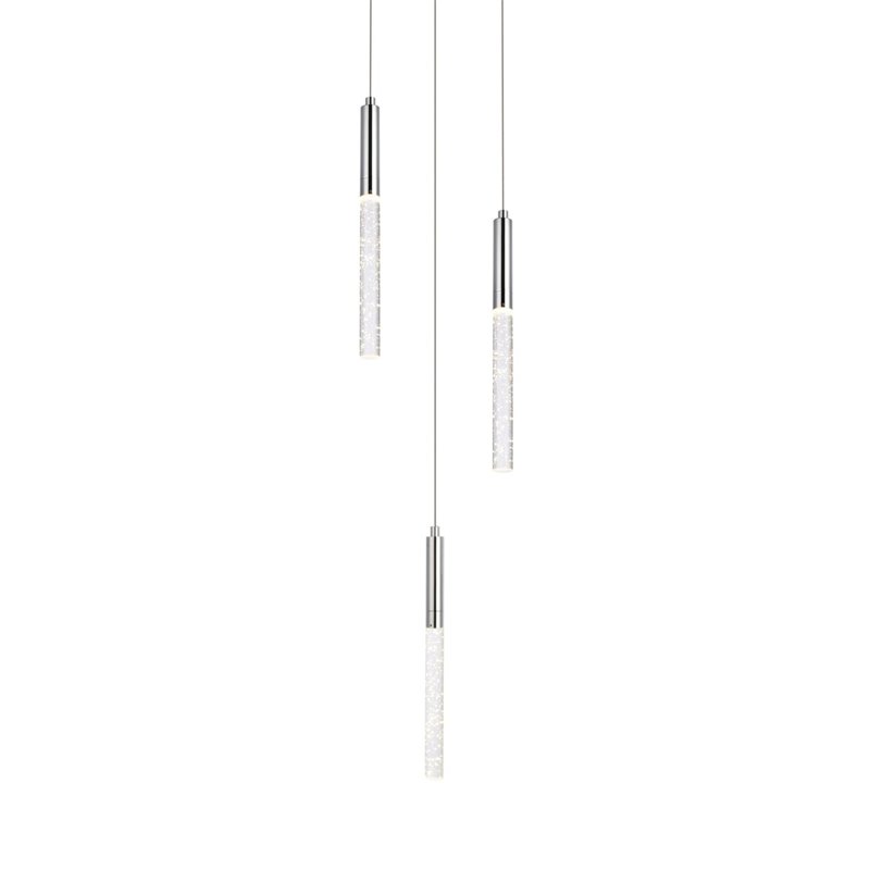 Elegant Lighting Ruelle 3-Lights Modern Aluminum and Metal Pendant in Chrome