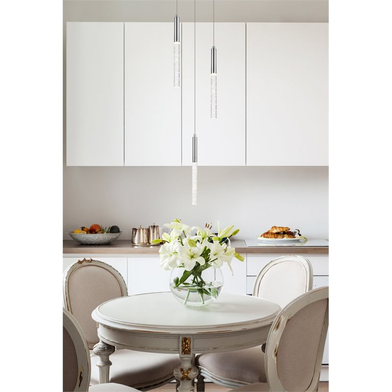 Elegant Lighting Ruelle 3-Lights Modern Aluminum and Metal Pendant in Chrome