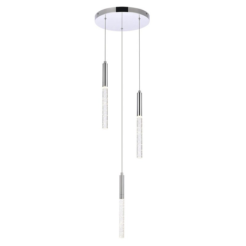 Elegant Lighting Ruelle 3-Lights Modern Aluminum and Metal Pendant in Chrome