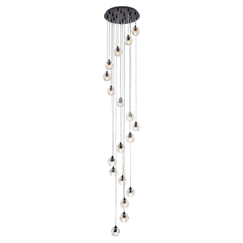 Elegant Lighting Eren 18-Light Stainless Steel and Glass Pendant in Black