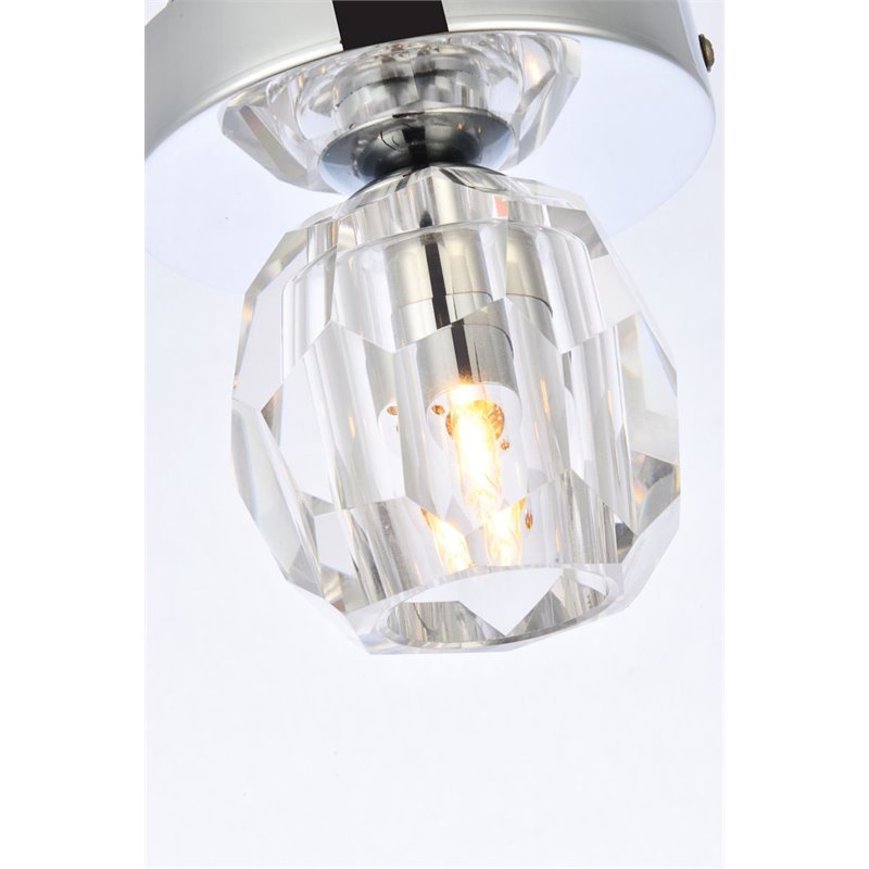 Elegant Lighting Eren 1-Light Stainless Steel and Glass Flush Mount in Chrome