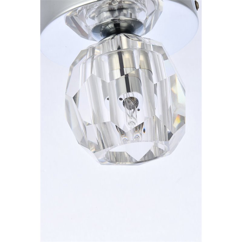 Elegant Lighting Eren 1-Light Stainless Steel and Glass Flush Mount in Chrome