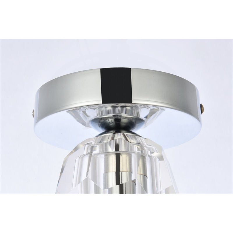 Elegant Lighting Eren 1-Light Stainless Steel and Glass Flush Mount in Chrome