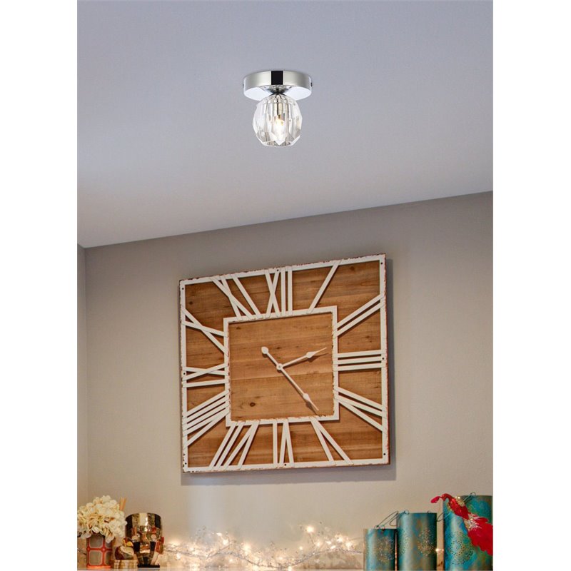 Elegant Lighting Eren 1-Light Stainless Steel and Glass Flush Mount in Chrome