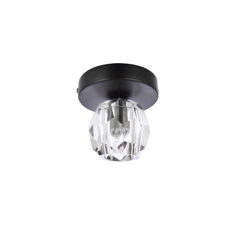 Elegant Lighting Eren 1-Light Stainless Steel and Glass Flush Mount in Black
