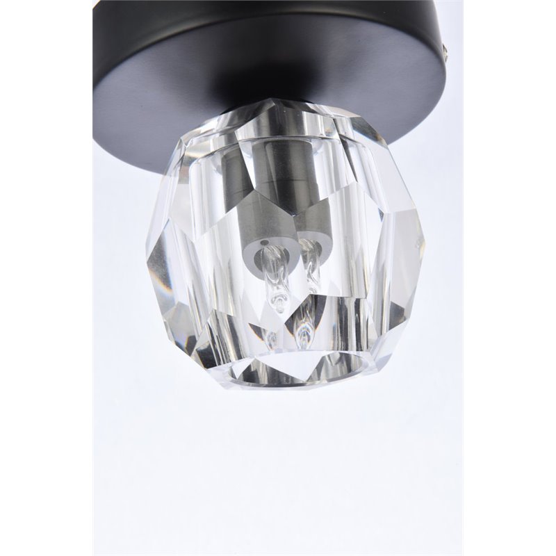Elegant Lighting Eren 1-Light Stainless Steel and Glass Flush Mount in Black