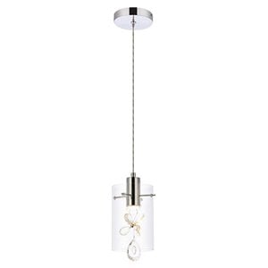 Elegant Lighting Hana 1-Light Aluminum Glass and Metal Pendant in Chrome