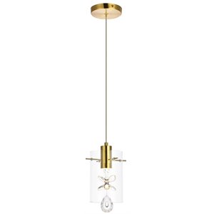Elegant Lighting Hana 1-Light Aluminum Glass and Metal Pendant in Gold
