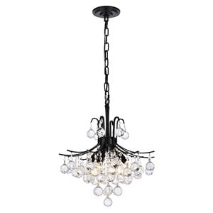 Elegant Lighting Toureg 16&quot Metal and Crystal Pendant in Black