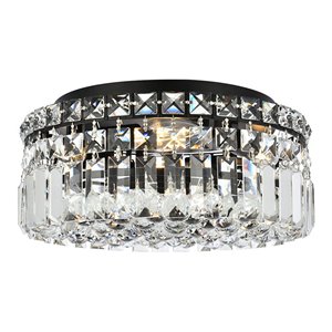 Elegant Lighting Maxime 12&quot Metal and Crystal Flush Mount in Black