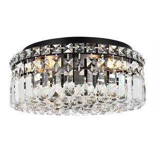 Elegant Lighting Maxime 14&quot Metal and Crystal Flush Mount in Black