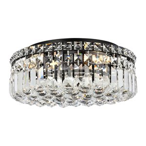 Elegant Lighting Maxime 16&quot Metal and Crystal Flush Mount in Black