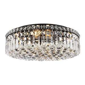 Elegant Lighting Maxime 20&quot Metal and Crystal Flush Mount in Black
