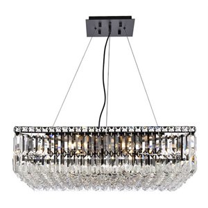Elegant Lighting Maxime 28&quot Metal and Crystal Chandelier in Black Finish
