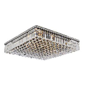 Elegant Lighting Maxime 24&quot Metal and Crystal Flush Mount in Black Finish