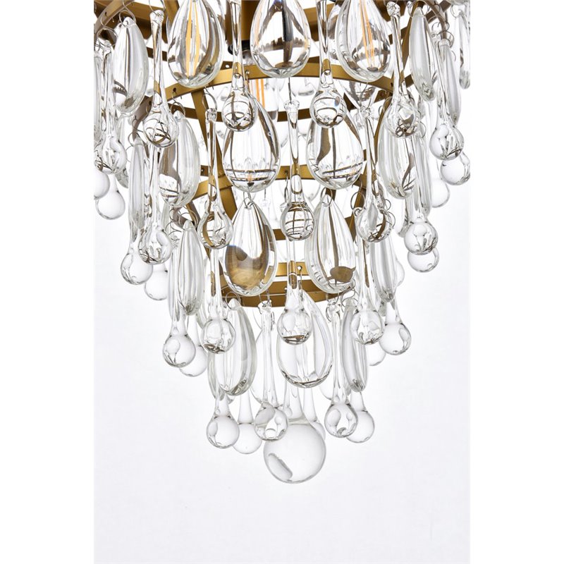 Elegant Lighting Nordic 3-Lights Contemporary Iron and Glass Pendant in Brass