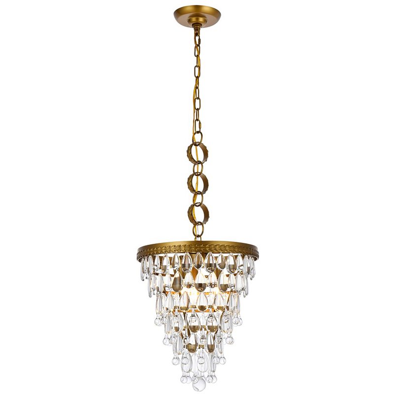 Elegant Lighting Nordic 3-Lights Contemporary Iron and Glass Pendant in Brass