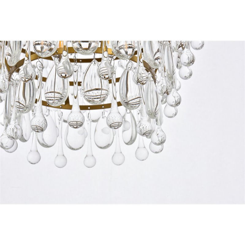 Elegant Lighting Nordic 4-Lights Contemporary Iron and Glass Pendant in Brass